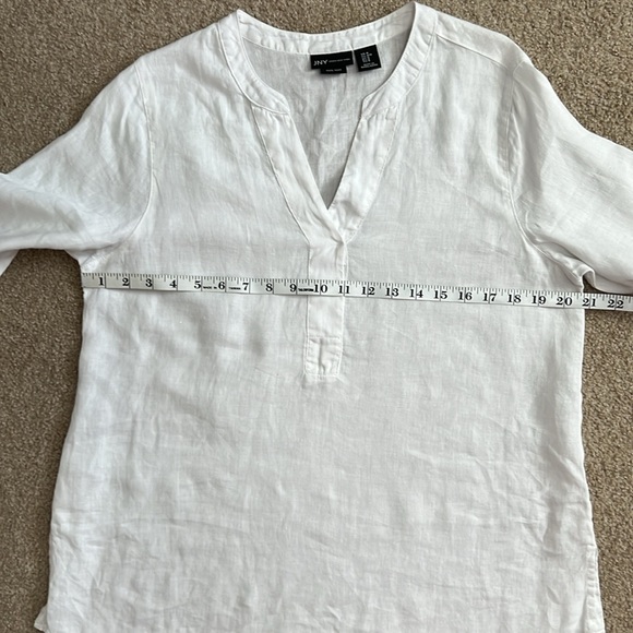 Jones New York White Linen Vneck Tunic Top M - Picture 5 of 13